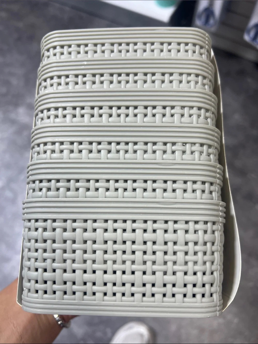 6-Pack Woven Square Storage Baskets - Light Gray